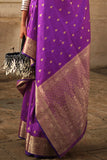 Vsaree Purple Banarasi Silk Designer Saree With Banarasi Border And Blouse