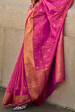 Vsaree Rani Pink Banarasi Silk Designer Saree With Banarasi Border And Blouse