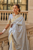 Vsaree Grey Banarasi Silk Designer Saree With Banarasi Border And Blouse