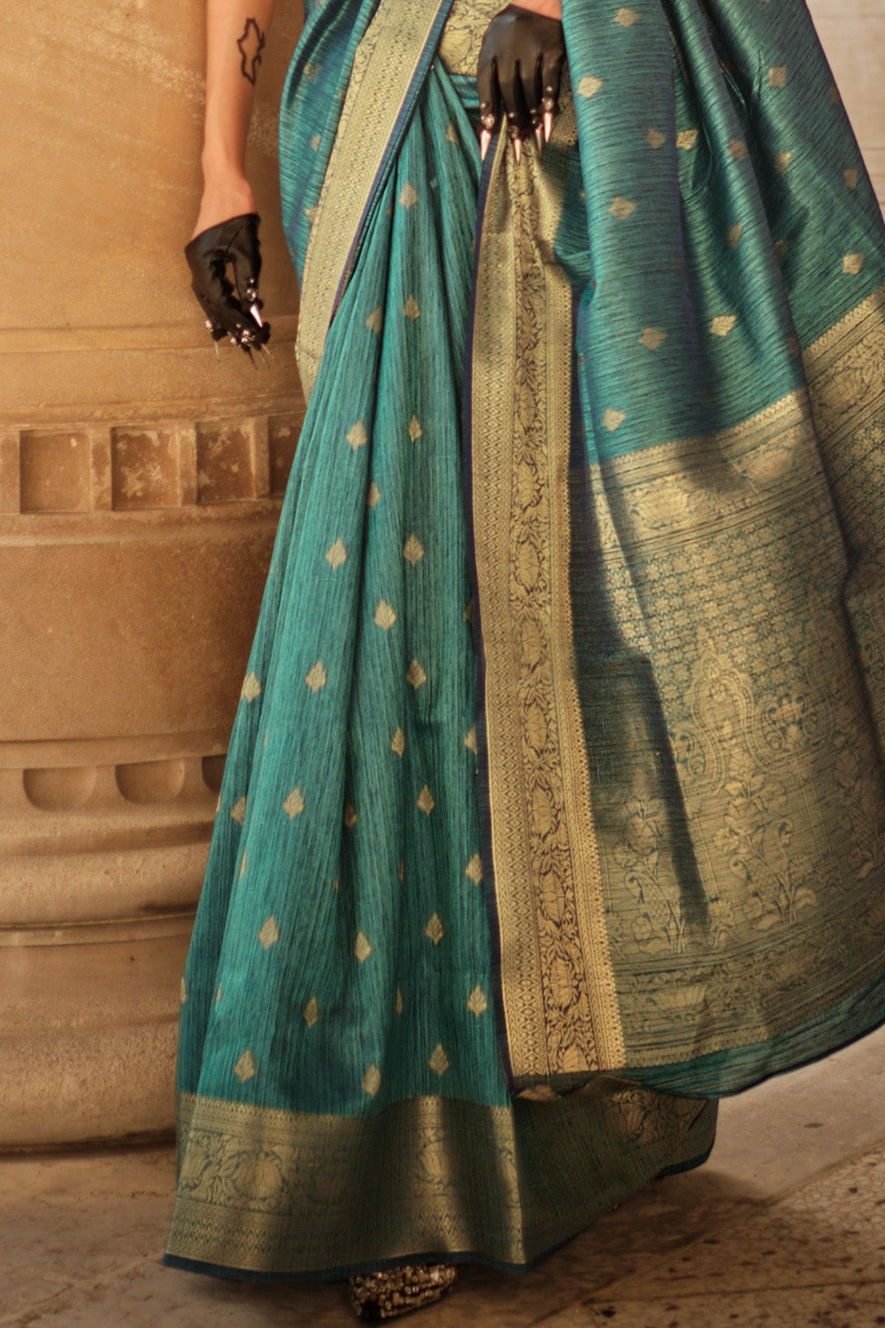 Vsaree Green Banarasi Silk Designer Saree With Banarasi Border And Blouse