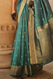 Vsaree Green Banarasi Silk Designer Saree With Banarasi Border And Blouse