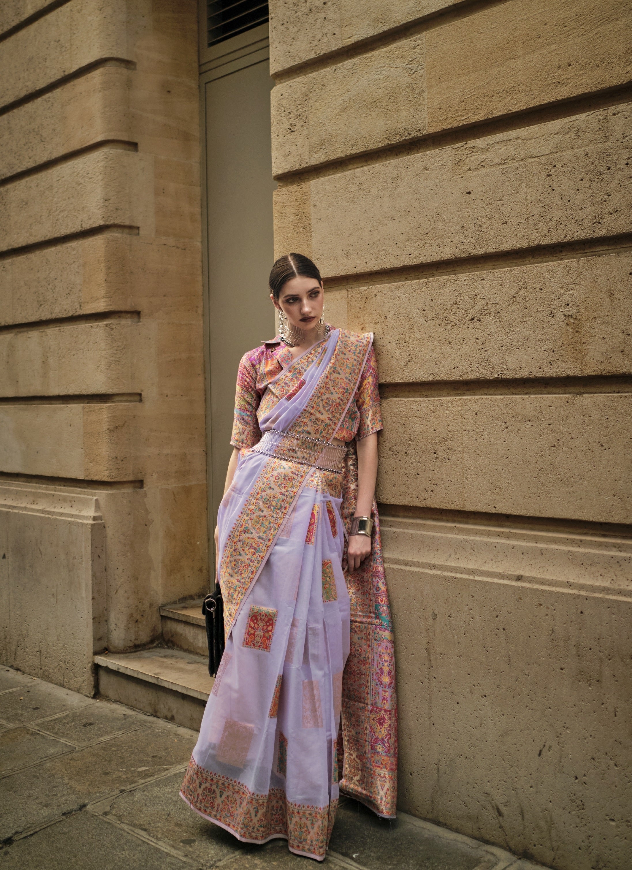 Vsaree Purple Banarasi Silk Designer Saree With Banarasi Border And Blouse