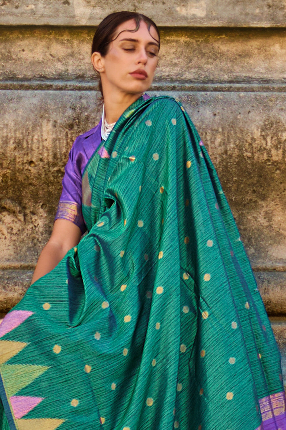 Vsaree Green Banarasi Silk Designer Saree With Banarasi Border And Blouse