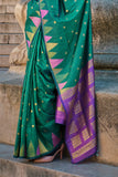 Vsaree Green Banarasi Silk Designer Saree With Banarasi Border And Blouse