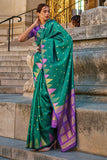 Vsaree Green Banarasi Silk Designer Saree With Banarasi Border And Blouse