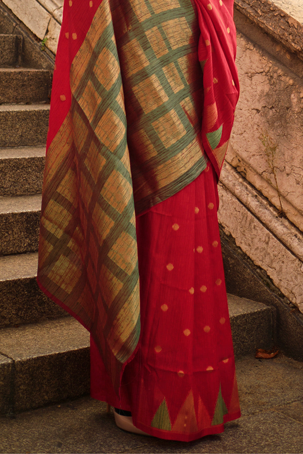 Vsaree Red Banarasi Silk Designer Saree With Banarasi Border And Blouse