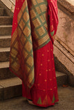 Vsaree Red Banarasi Silk Designer Saree With Banarasi Border And Blouse