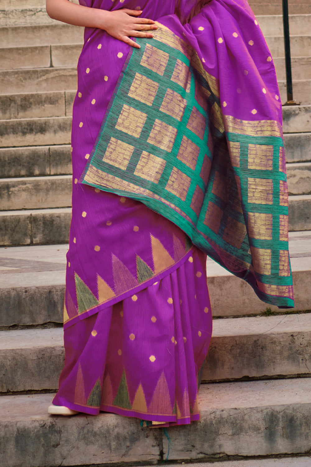 Vsaree Purple Banarasi Silk Designer Saree With Banarasi Border And Blouse