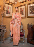 Vsaree Peach Banarasi Soft Silk Zari Weaving Border And Woven Pallu Saree With Blouse