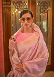 Vsaree Pink Banarasi Soft Silk Zari Weaving Border And Woven Pallu Saree With Blouse