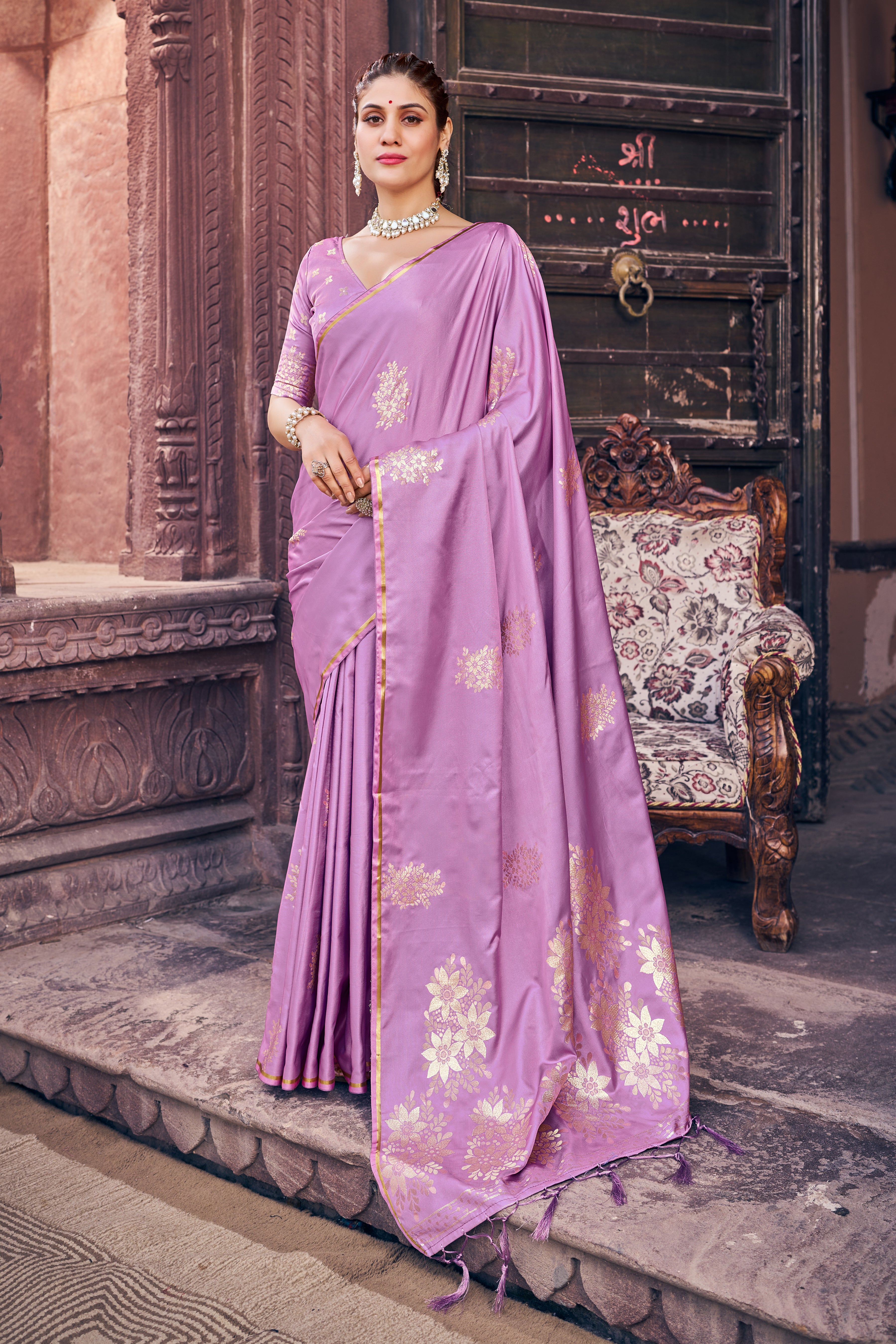 Vsaree Purple Designer Silk Saree With Having Rich Pallu And Blouse