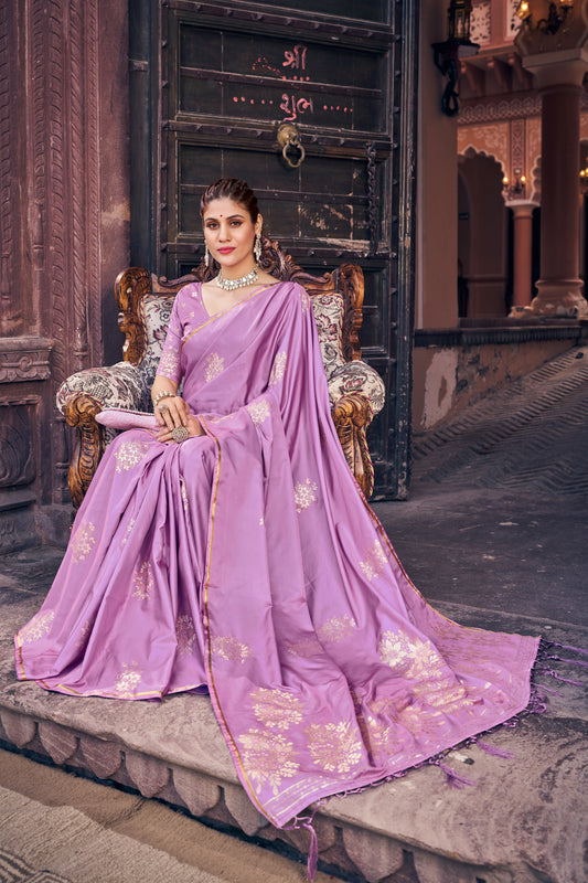 Vsaree Purple Designer Silk Saree With Having Rich Pallu And Blouse