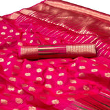 Vsaree Pink Banarasi Organza Zari Weaving Border And Hevy Rich Pallu With Blouse