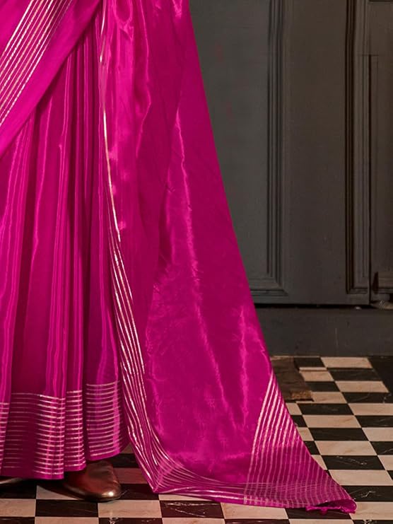 Vsaree Desingner Pink Silk  Saree With Heavy Rich Pallu And Blouse