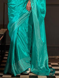 Vsaree Desingner Teal Silk  Saree With Heavy Rich Pallu And Blouse