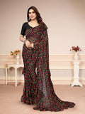 Vsaree Black Banglori Printed Saree With Banglori Blouse For Women