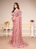 Vsaree Pink Banglori Printed Saree With Banglori Blouse For Women