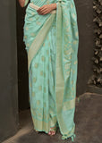 Vsaree Sea Green Banarasi Silk Golden Border And Zari Weaving Work With Banarasi Design Saree And Blouse