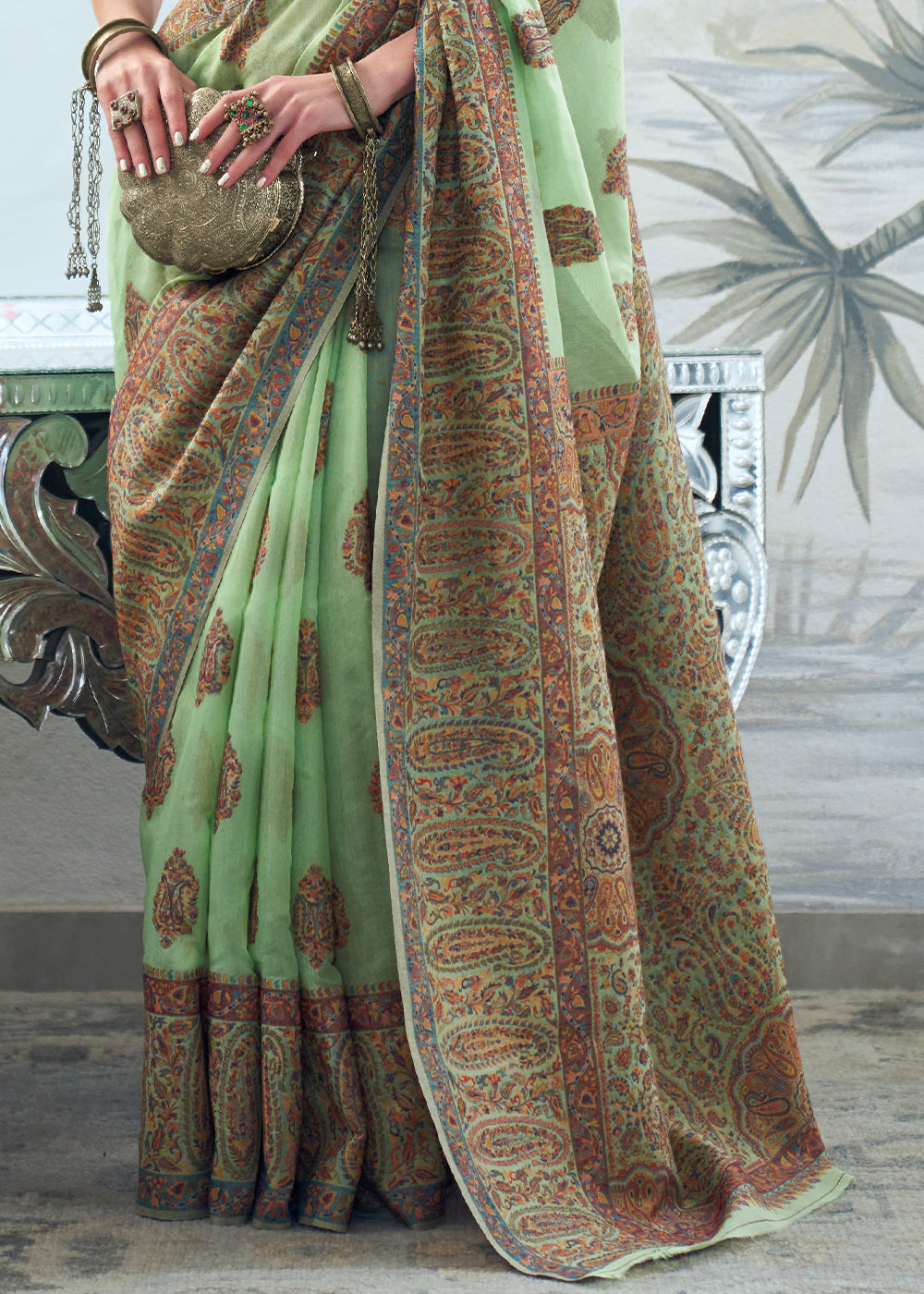 Vsaree Green Banarasi Silk Golden Border And Zari Weaving Work With Banarasi Design Saree And Blouse