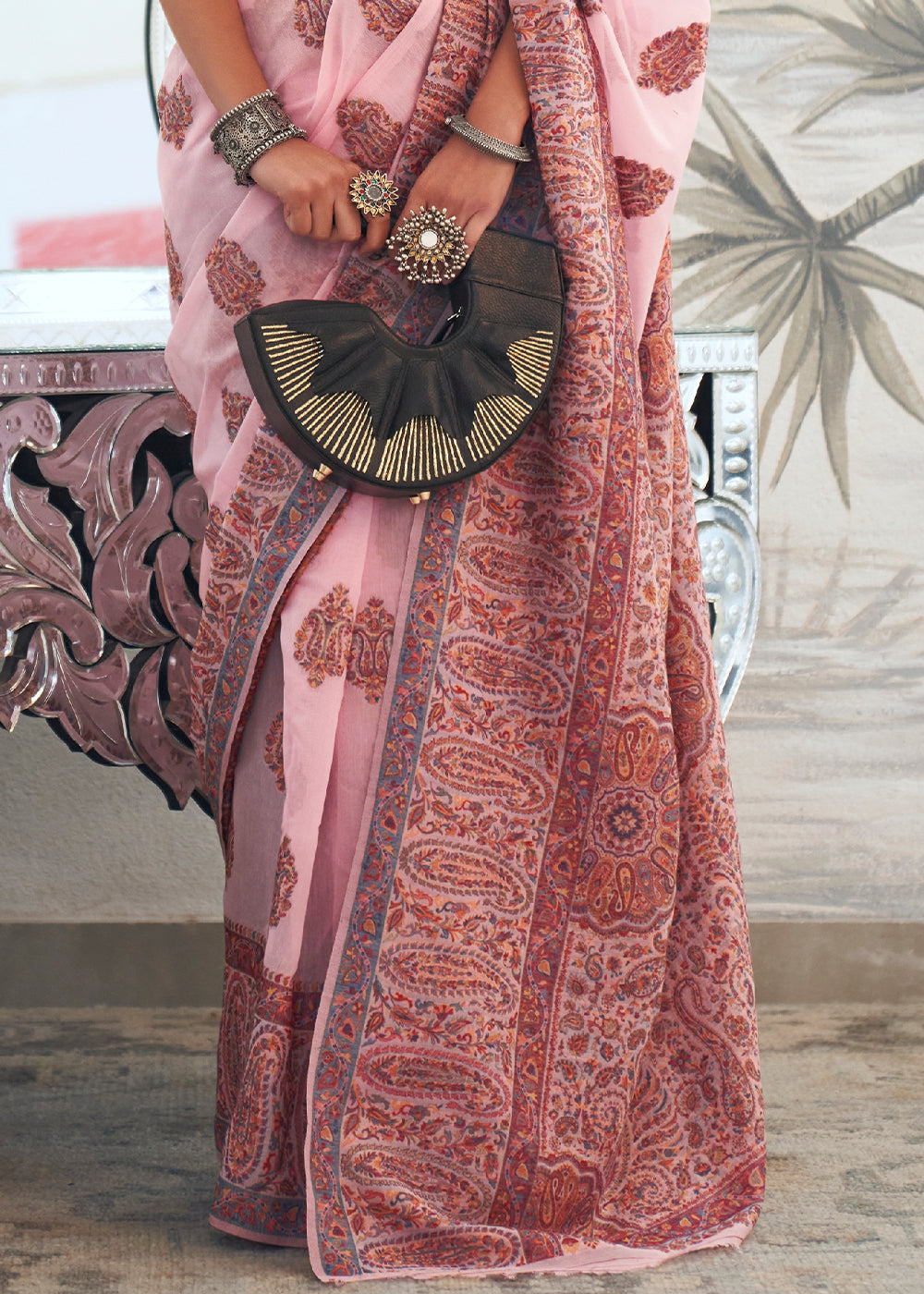 Vsaree Pink Banarasi Silk Golden Border And Zari Weaving Work With Banarasi Design Saree And Blouse