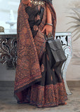 Vsaree Black Banarasi Silk Golden Border And Zari Weaving Work With Banarasi Design Saree And Blouse