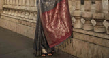 Vsaree Black Banarasi Silk Zari Weaving Work With Banarasi Design Saree And Blouse