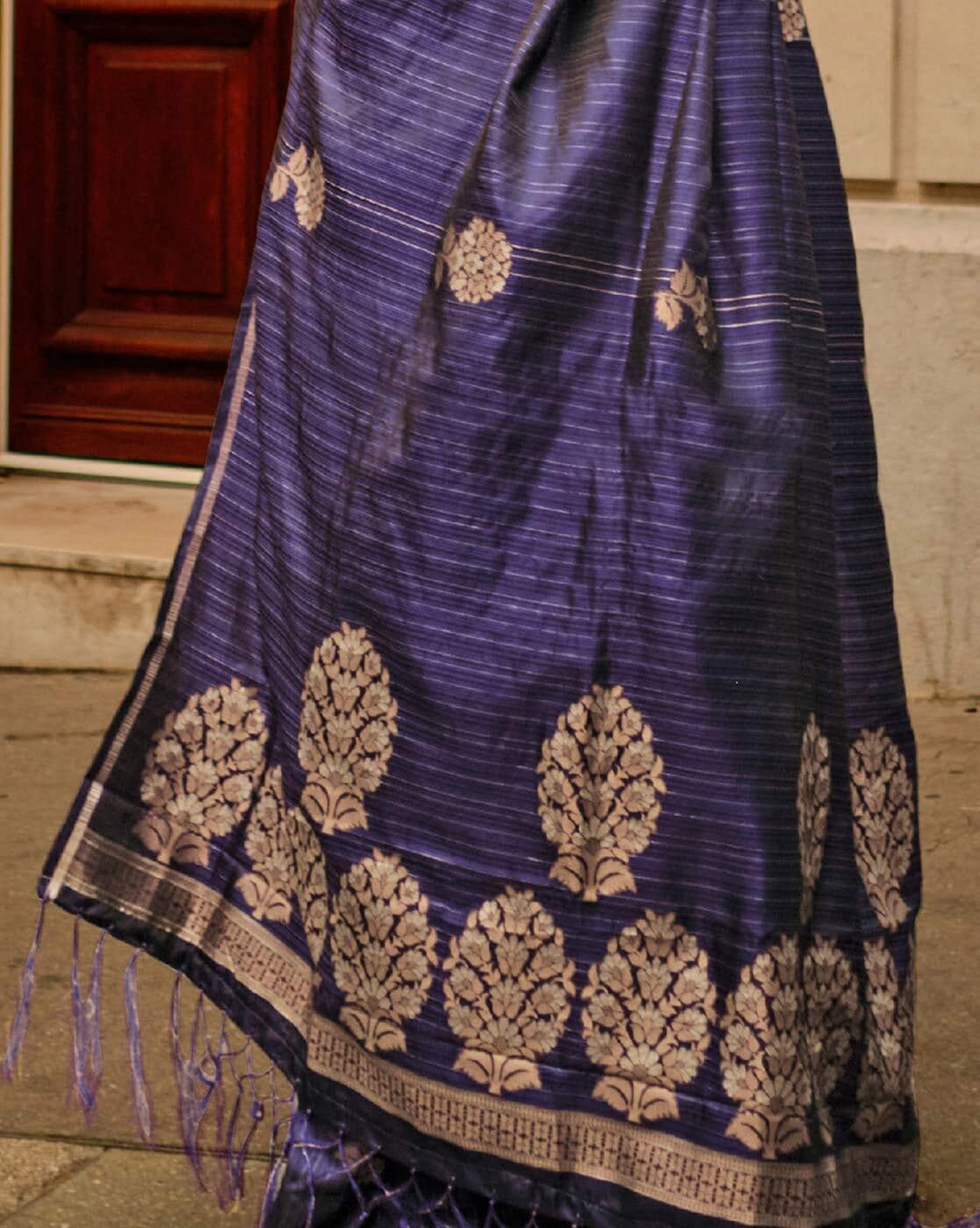 Vsaree Blue Banarasi Silk Zari Weaving Work With Banarasi Design Saree And Blouse