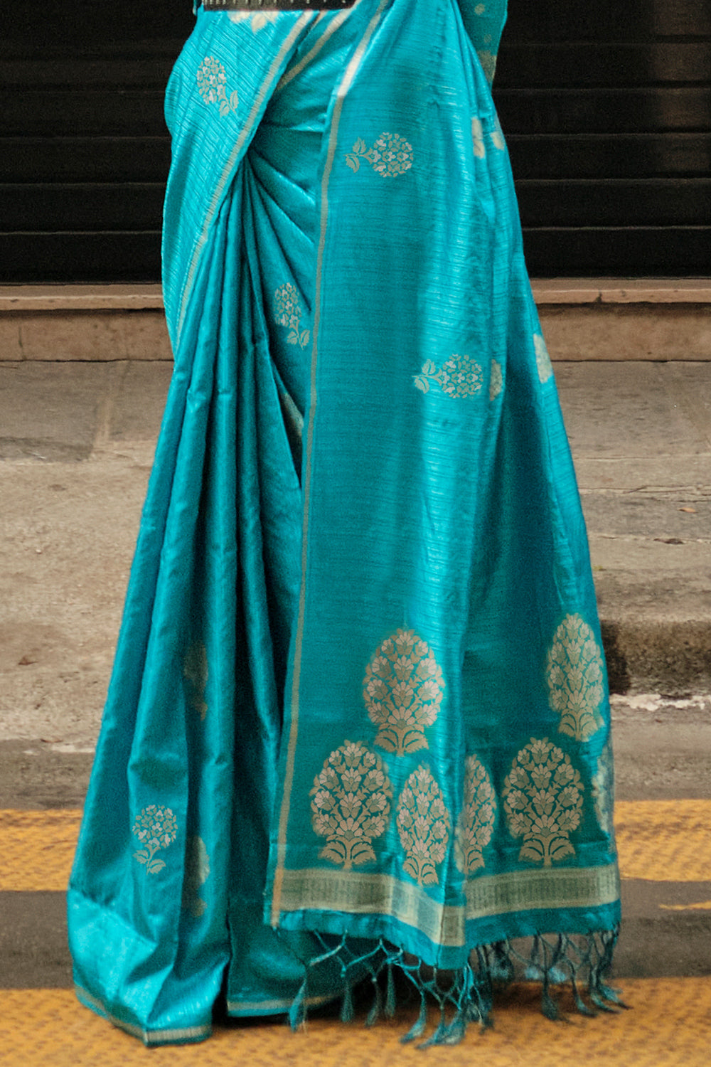 Vsaree Sky Blue Banarasi Silk Zari Weaving Work With Banarasi Design Saree And Blouse