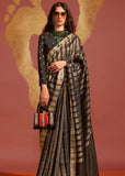 Vsaree Black Banarasi Soft Silk Golden Border With Banarasi Design Saree And Blouse