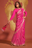 Vsaree Rani pink Banarasi Soft Silk Golden Border With Banarasi Design Saree And Blouse