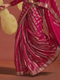 Vsaree Pink Banarasi Soft Silk Golden Border With Banarasi Design Saree And Blouse