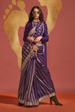 Vsaree Purple Banarasi Soft Silk Golden Border With Banarasi Design Saree And Blouse