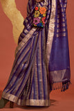 Vsaree Purple Banarasi Soft Silk Golden Border With Banarasi Design Saree And Blouse