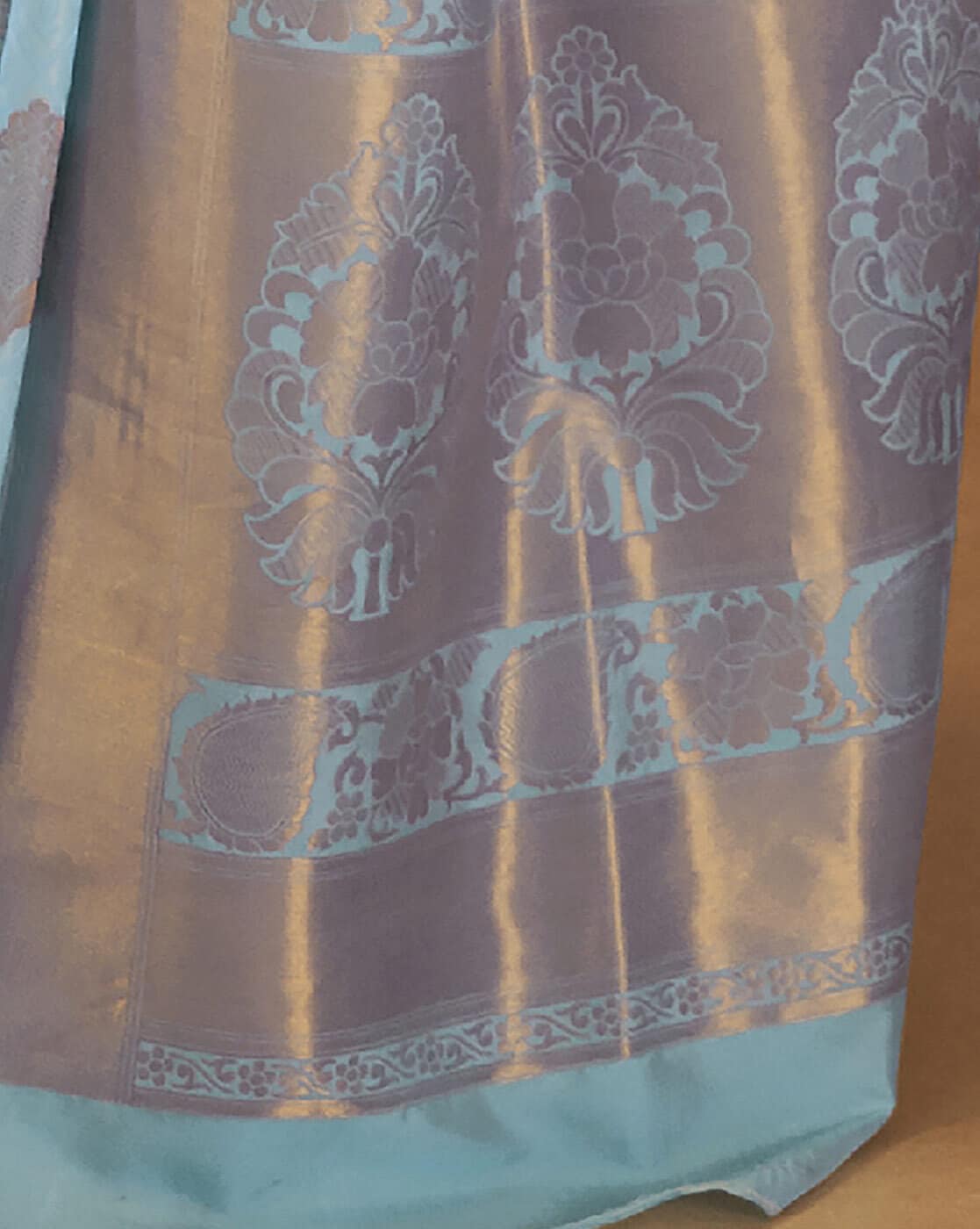 Vsaree Sky Blue Banarasi Tussar Silk Designer Saree With Banarasi Border And Blouse