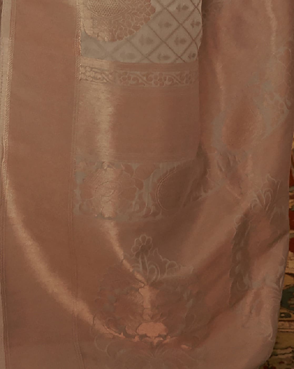 Vsaree Cream Banarasi Tussar Silk Designer Saree With Banarasi Border And Blouse