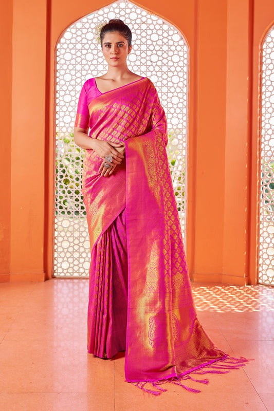 Vsaree Designer Banarasi Silk Saree With Having Rich Pallu And Blouse