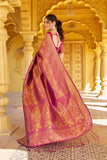 Designer Banarasi Soft Silk Saree With Pure Golden Zari Border And Blouse