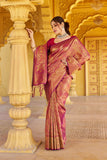 Designer Banarasi Soft Silk Saree With Pure Golden Zari Border And Blouse