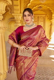 Designer Banarasi Soft Silk Saree With Pure Golden Zari Border And Blouse