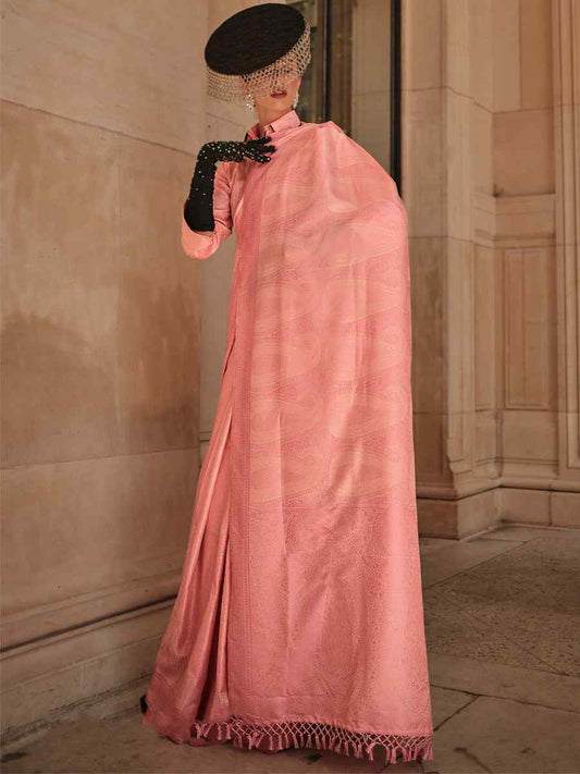 Vsaree Peach Designer Art Silk Saree With Having Rich Pallu And Blouse