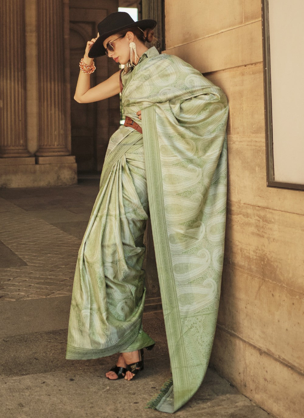 Vsaree Light Green Designer Art Silk Saree With Having Rich Pallu And Blouse