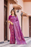 Designer Pure Kanjivaram Silk Golden Border With Banarasi Design Saree And Blouse