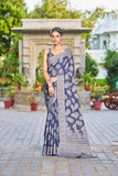 Vsaree Cotton Lakhnowi Saree Zari & Multipal Thred Work With Blouse