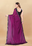 Vsaree Purple Satin Silk Saree With Mirror Border And Leriya Pallu And Blouse