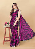 Vsaree Purple Satin Silk Saree With Mirror Border And Leriya Pallu And Blouse