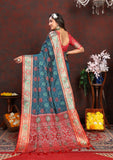 Vsaree Blue Soft Silk Saree With Bandhani Style print Heavyu pallu And Blouse