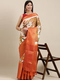 Vsaree Orange Kanjivaram Silk And Zari weaving Saree With Designer Border And Blouse