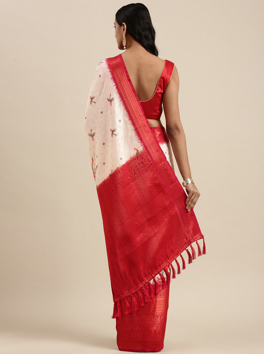 Vsaree Peach Kanjivaram Silk And Zari weaving Saree With Designer Border And Blouse