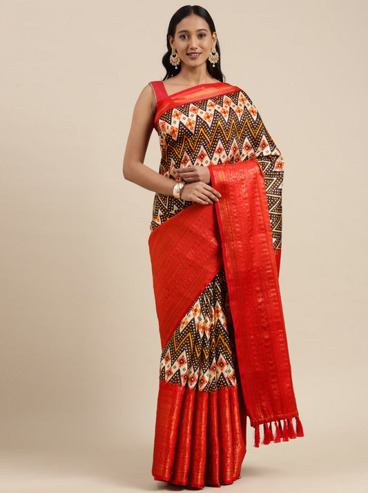 Vsaree Red Kanjivaram Silk And Zari weaving Saree With Designer Border And Blouse