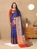 Vsaree Purple Silk Blend Saree With Designer Border And Rich Pallu or Blouse